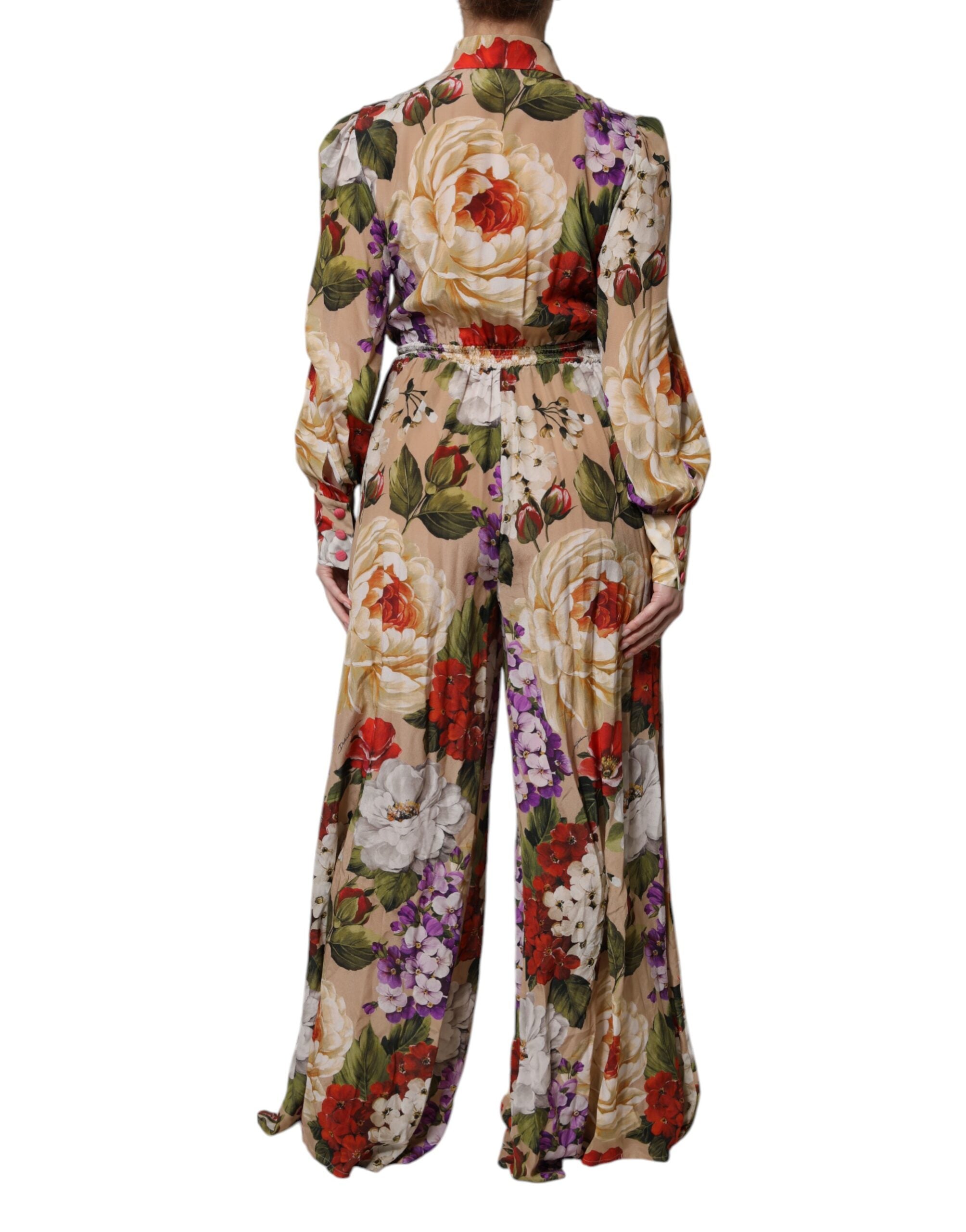 Dolce & Gabbana Multicolor Floral Wide Leg Jumpsuit Dress